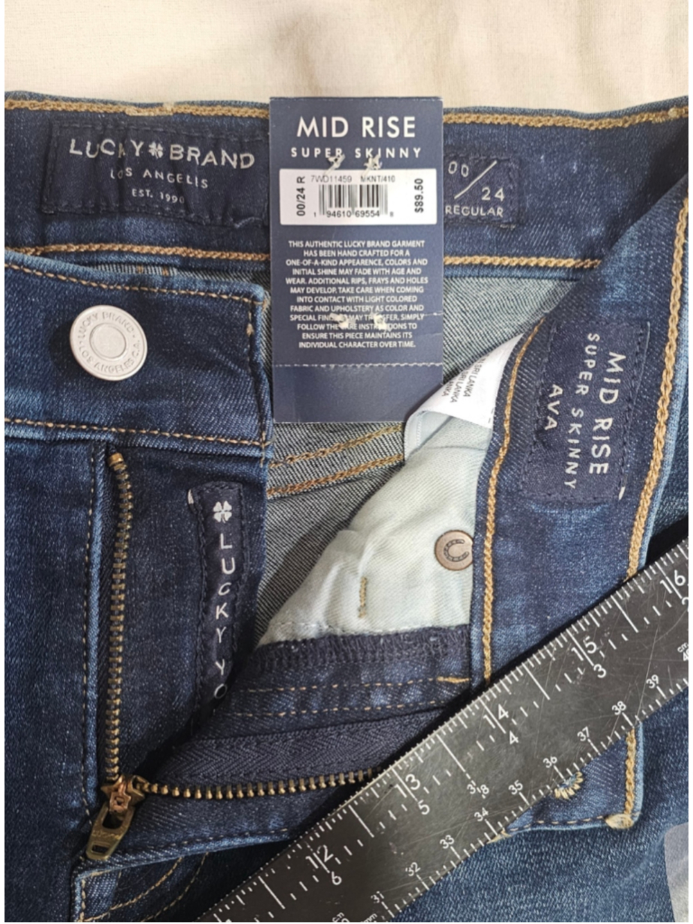Women's Lucky Brand Mid Rise Super Skinny Jeans Size 00 Blue - Picture 3 of 6